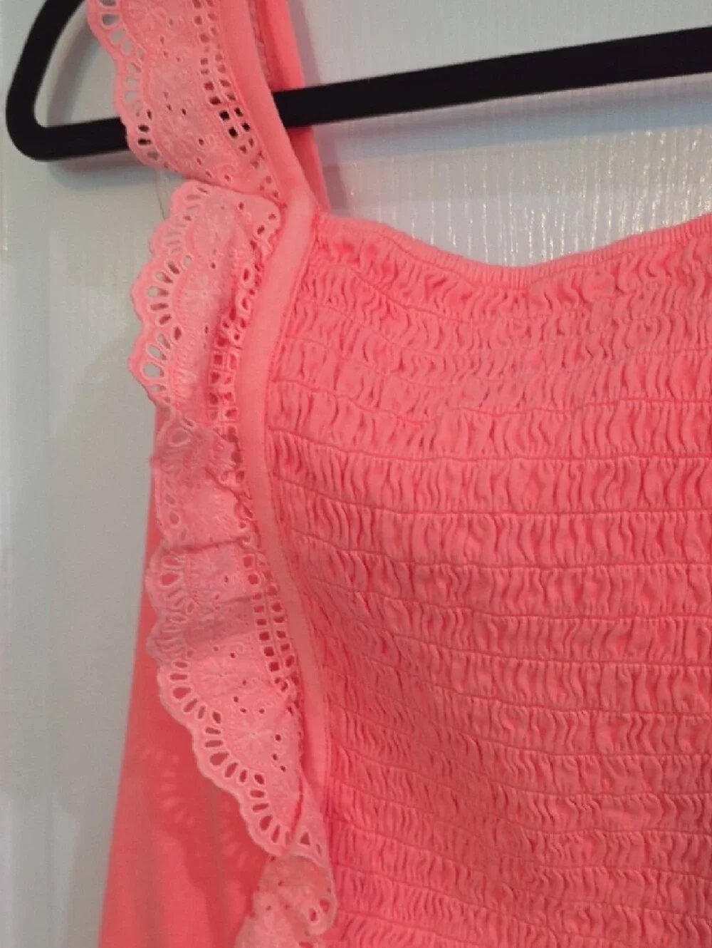Justice Coral Ruffle Smocked Tank Top Sz XL 16/18